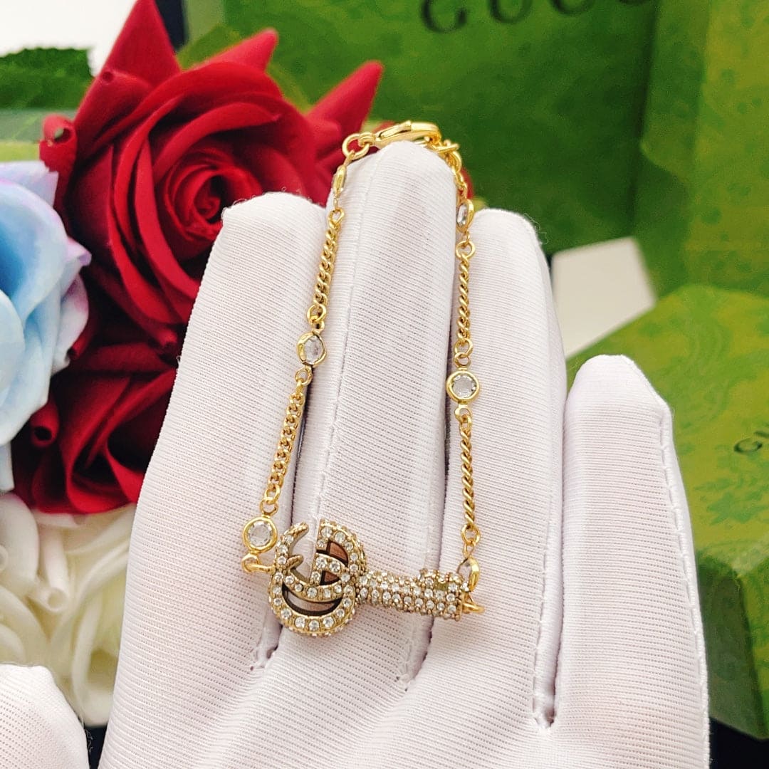 18K Double Gucci Crystal Key Bracelet