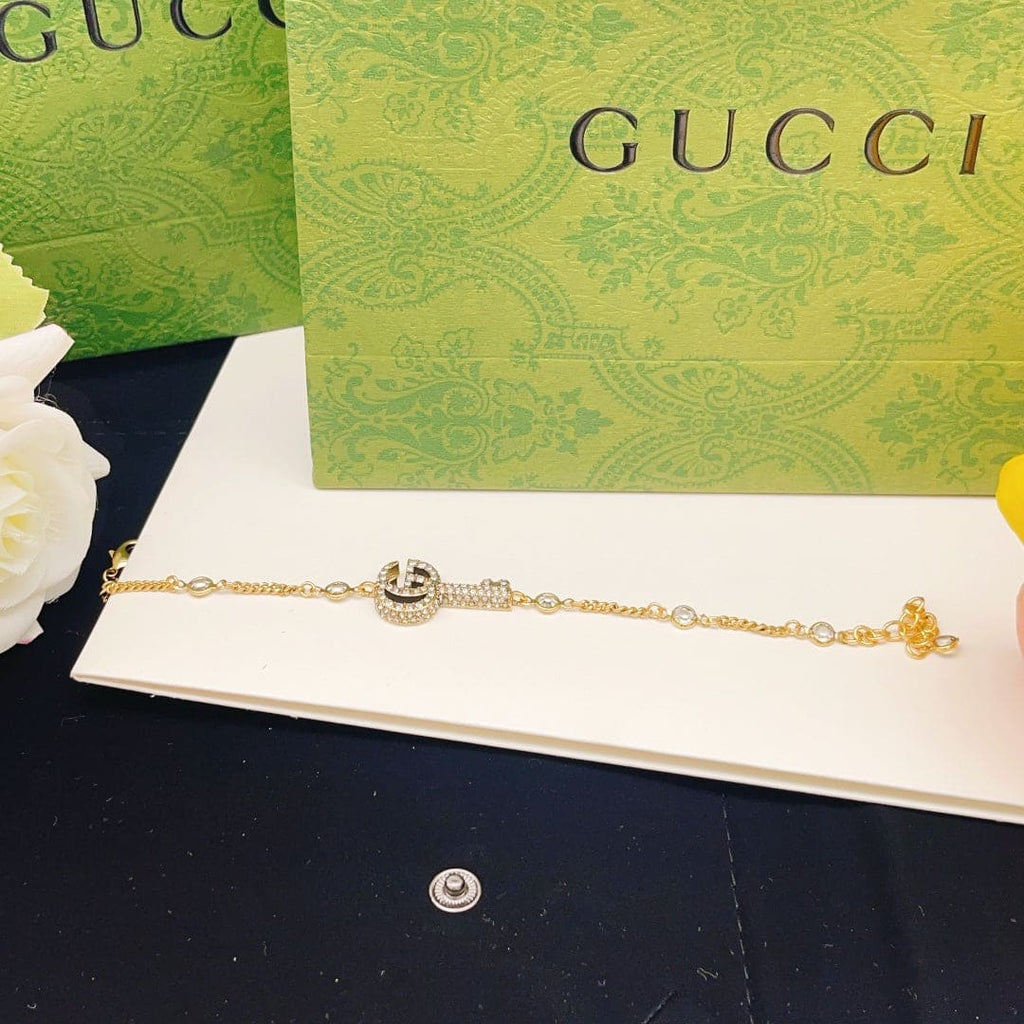 18K Double Gucci Crystal Key Bracelet