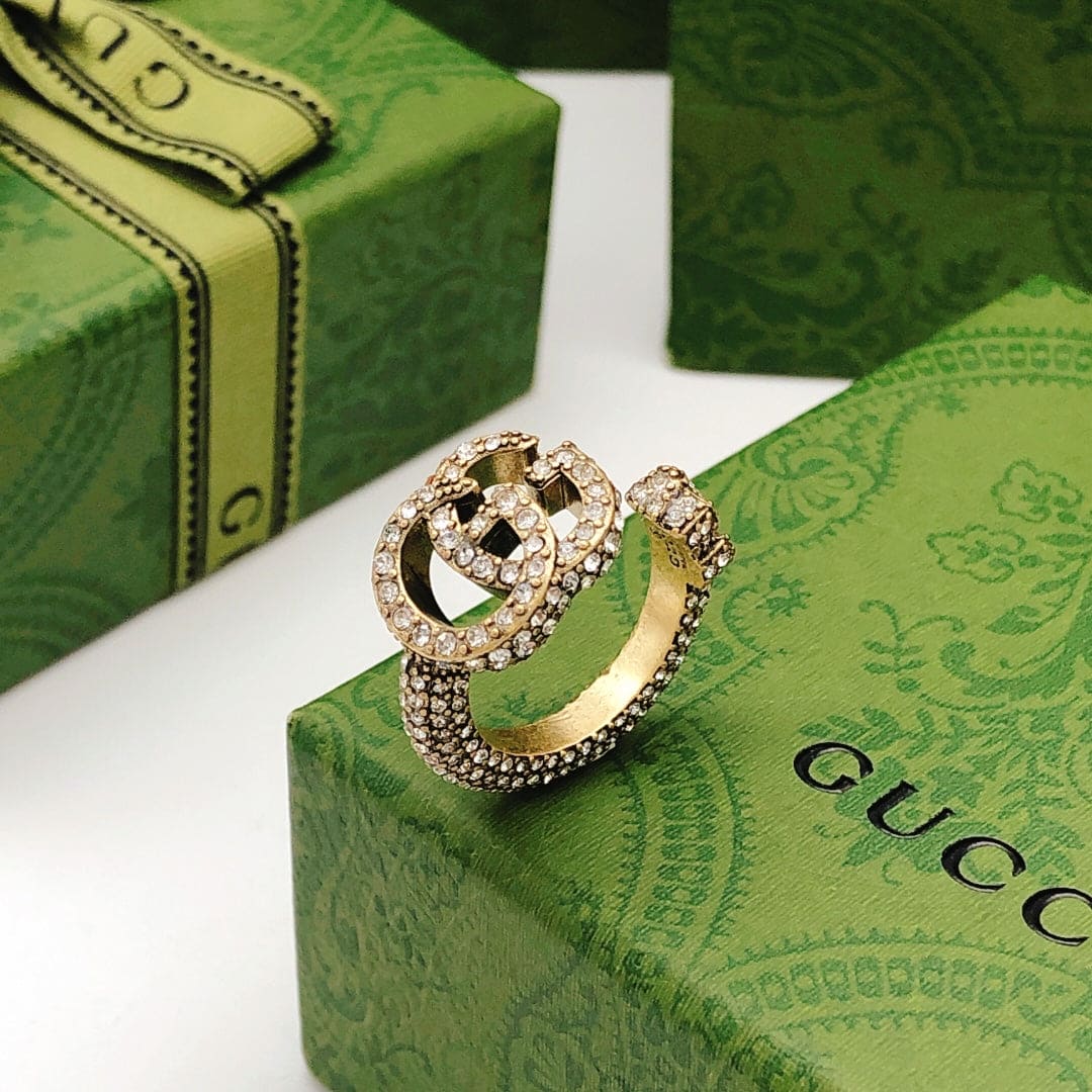 18K Double Gucci Crystal Ring