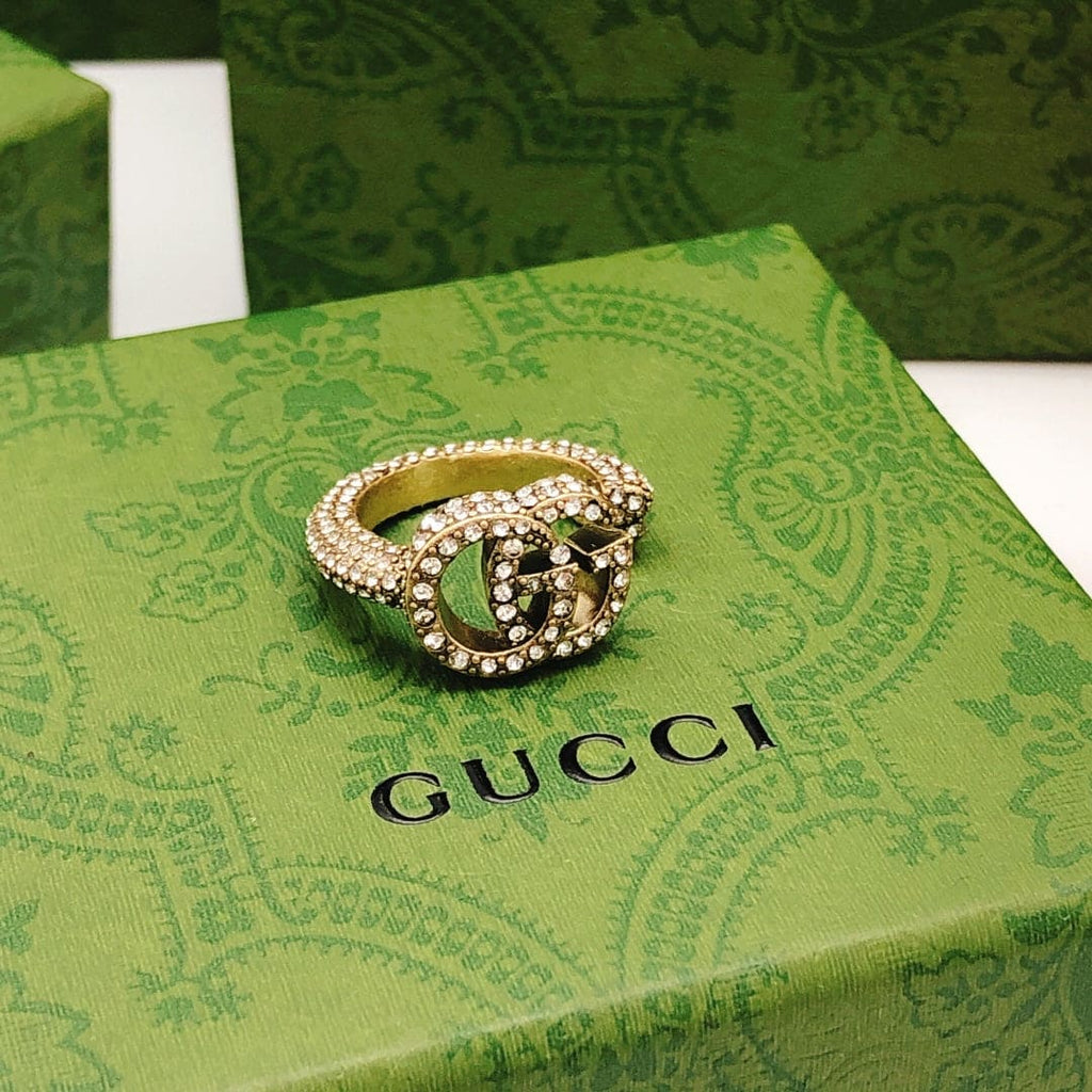 18K Double Gucci Crystal Ring