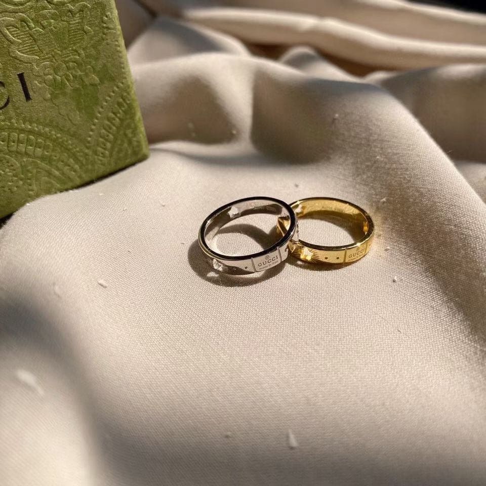 18K Double Gucci White Gold Ring