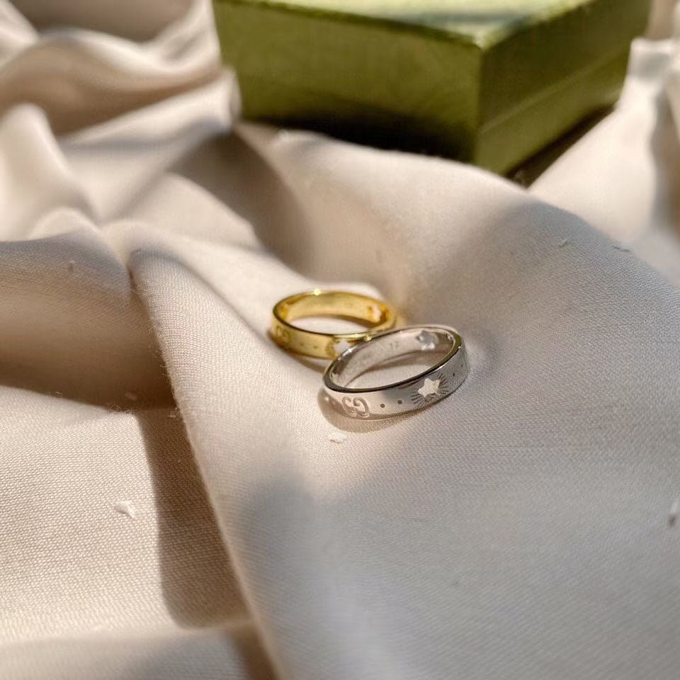 18K Double Gucci White Gold Ring