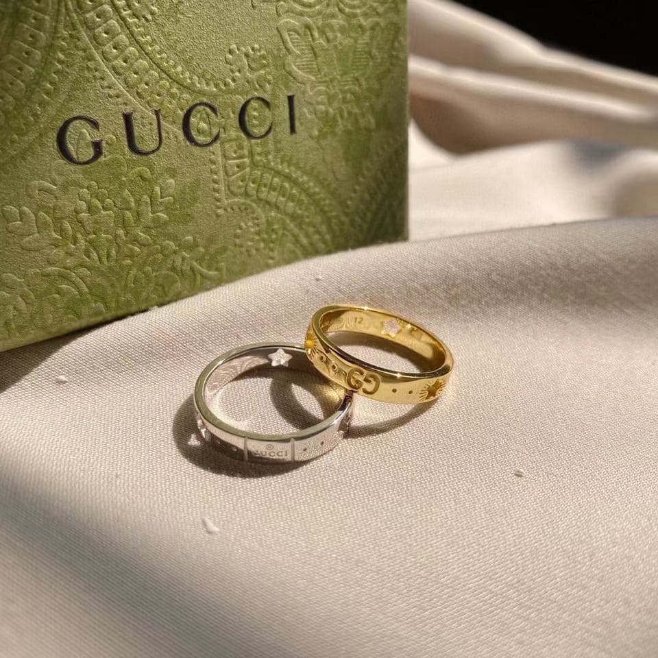 18K Double Gucci White Gold Ring