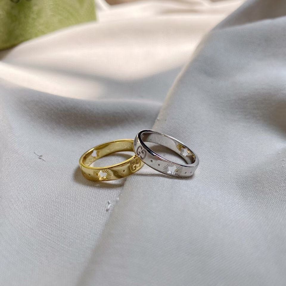 18K Double Gucci White Gold Ring
