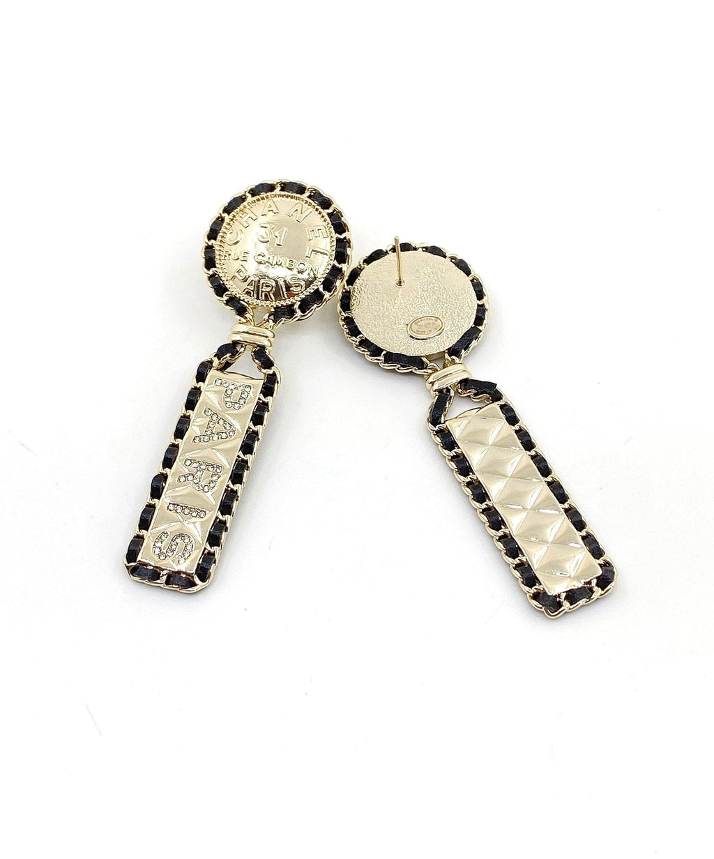 18K  Chanel Leather Earrings