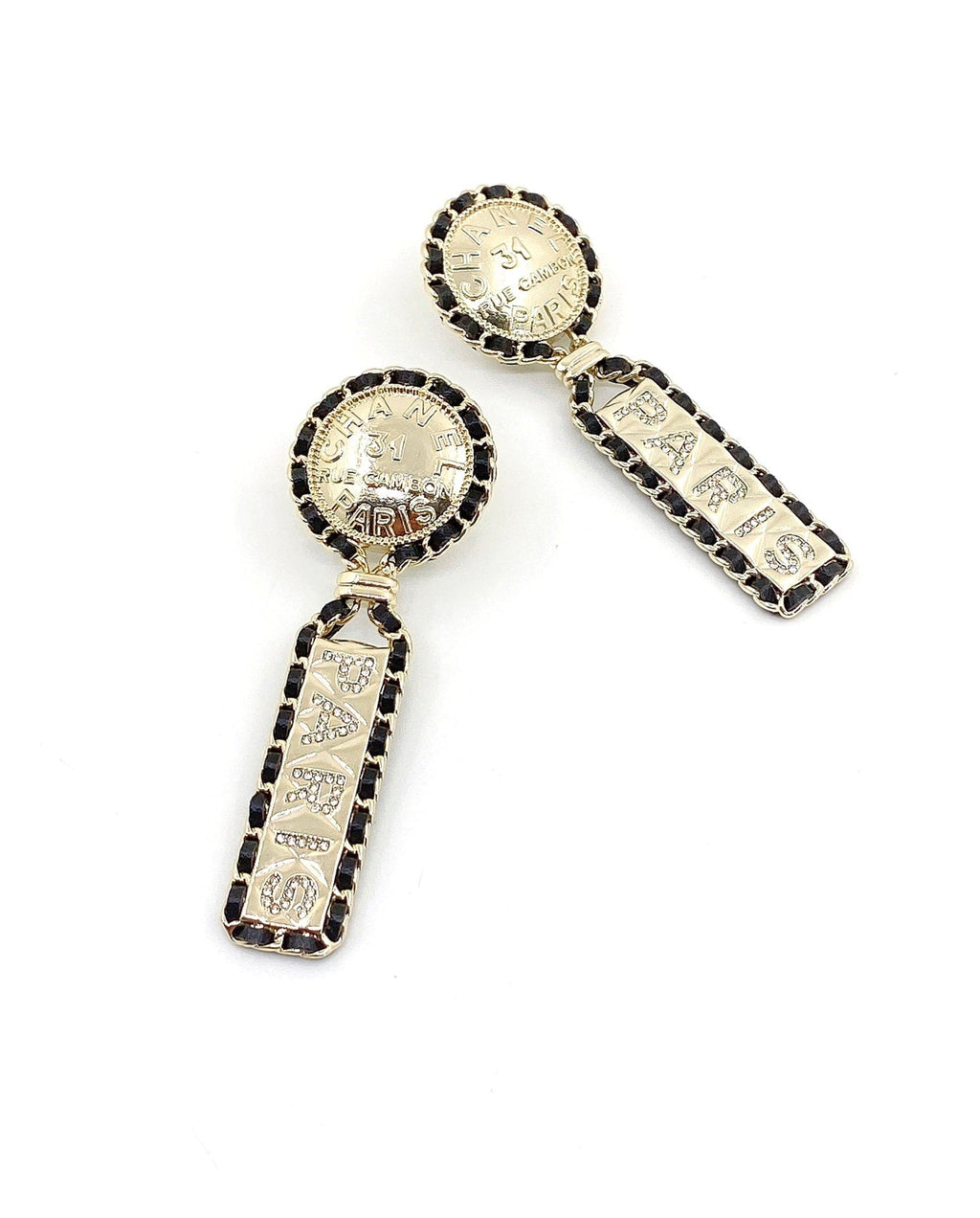 18K  Chanel Leather Earrings