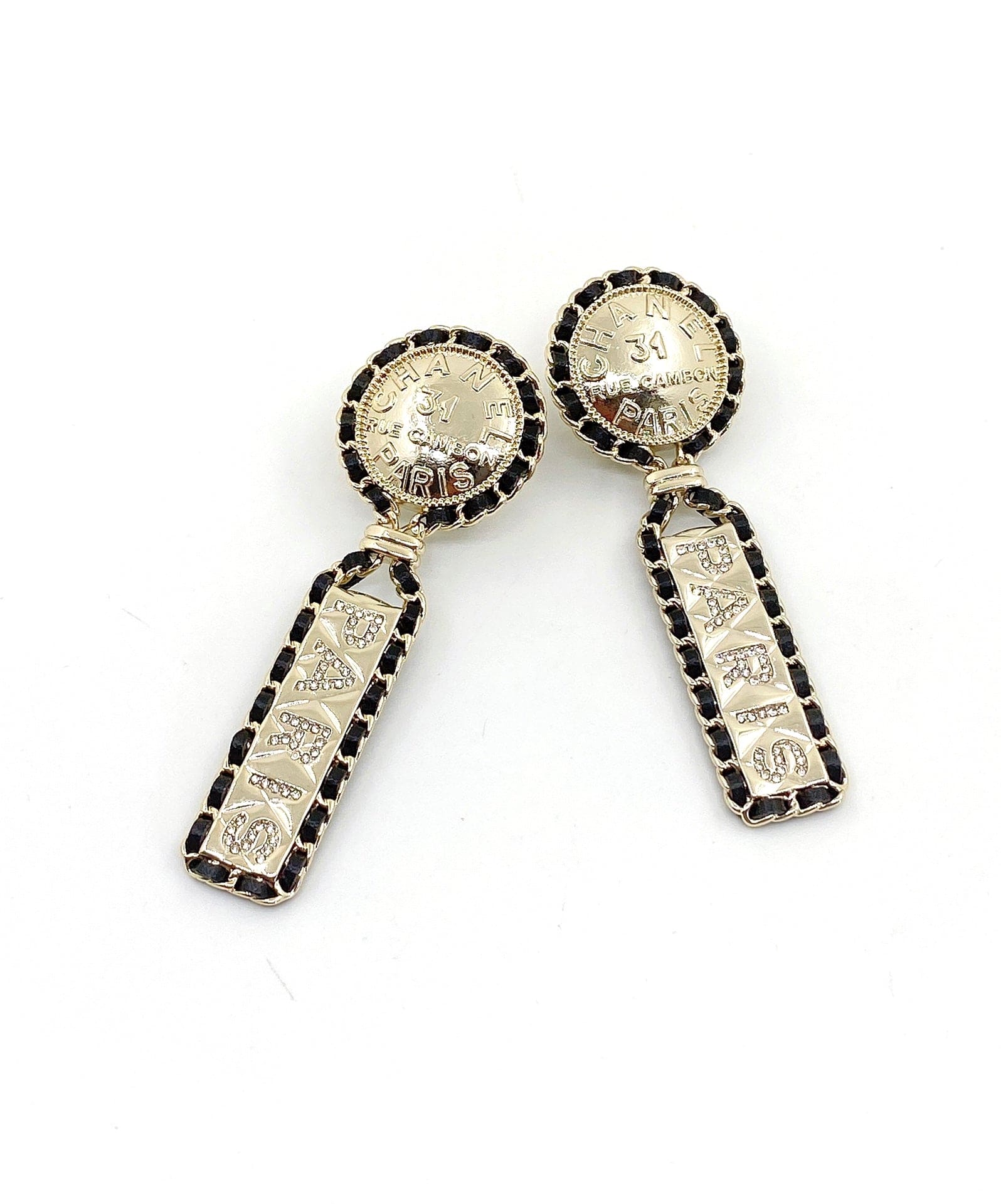 18K  Chanel Leather Earrings