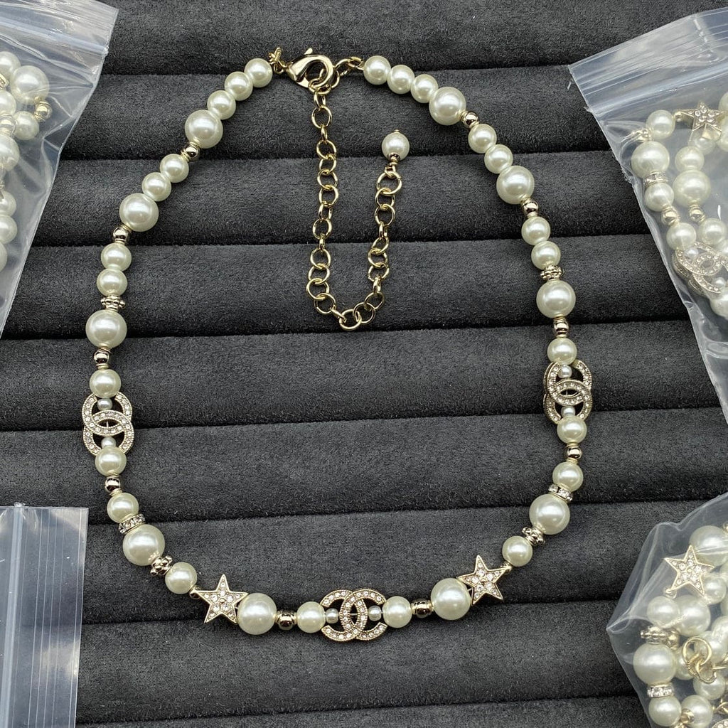 18K  Chanel Pearls & Stars Necklace