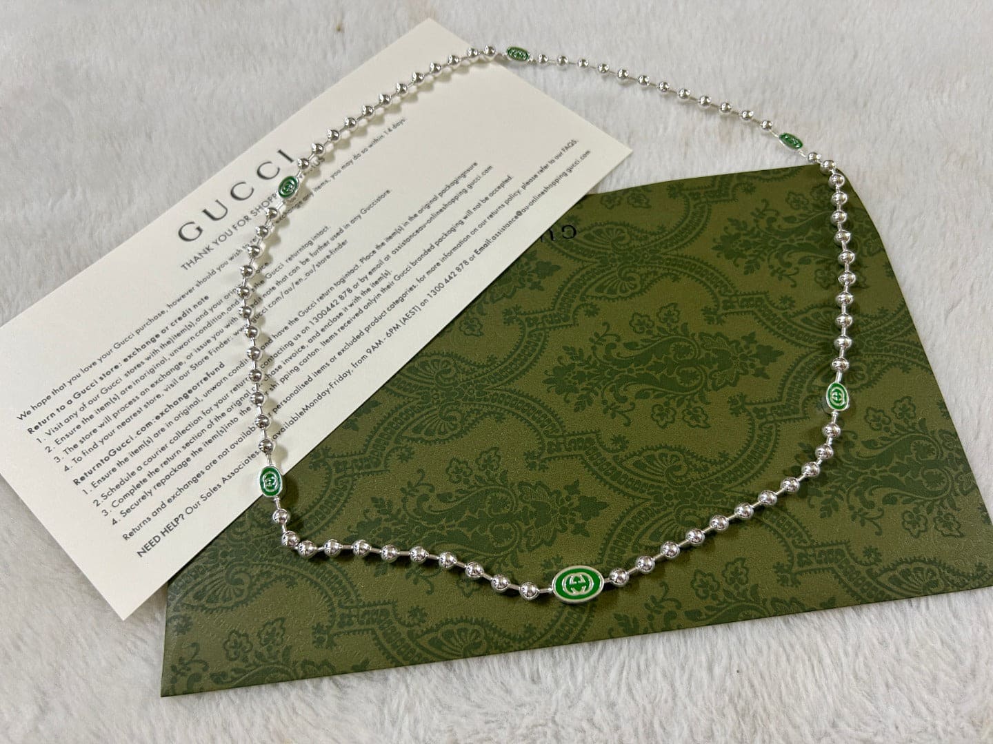 Double Gucci Interlocking Gucci Green Necklace
