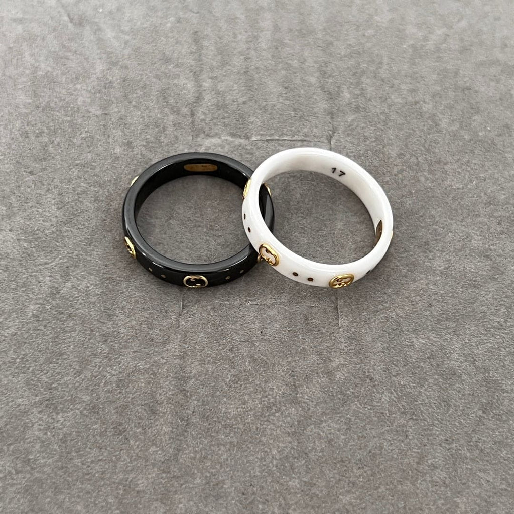 18K Double Gucci Icon Black Corundum Ring