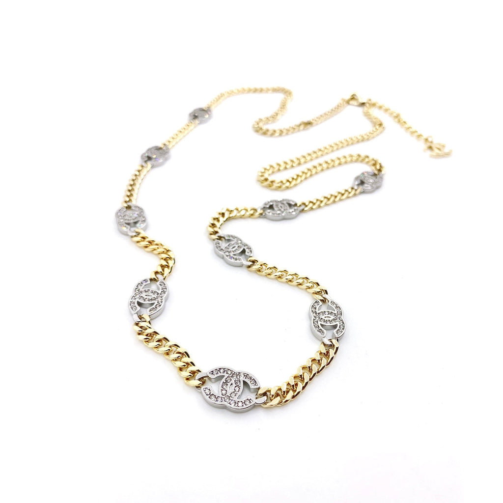 18K Crystal  Chanel Chain Link Necklace