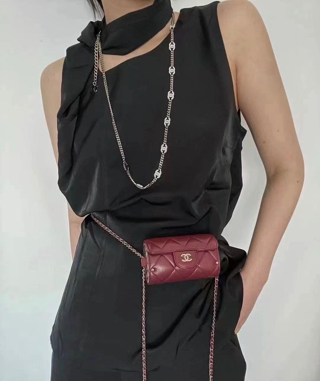 18K Crystal  Chanel Chain Link Necklace