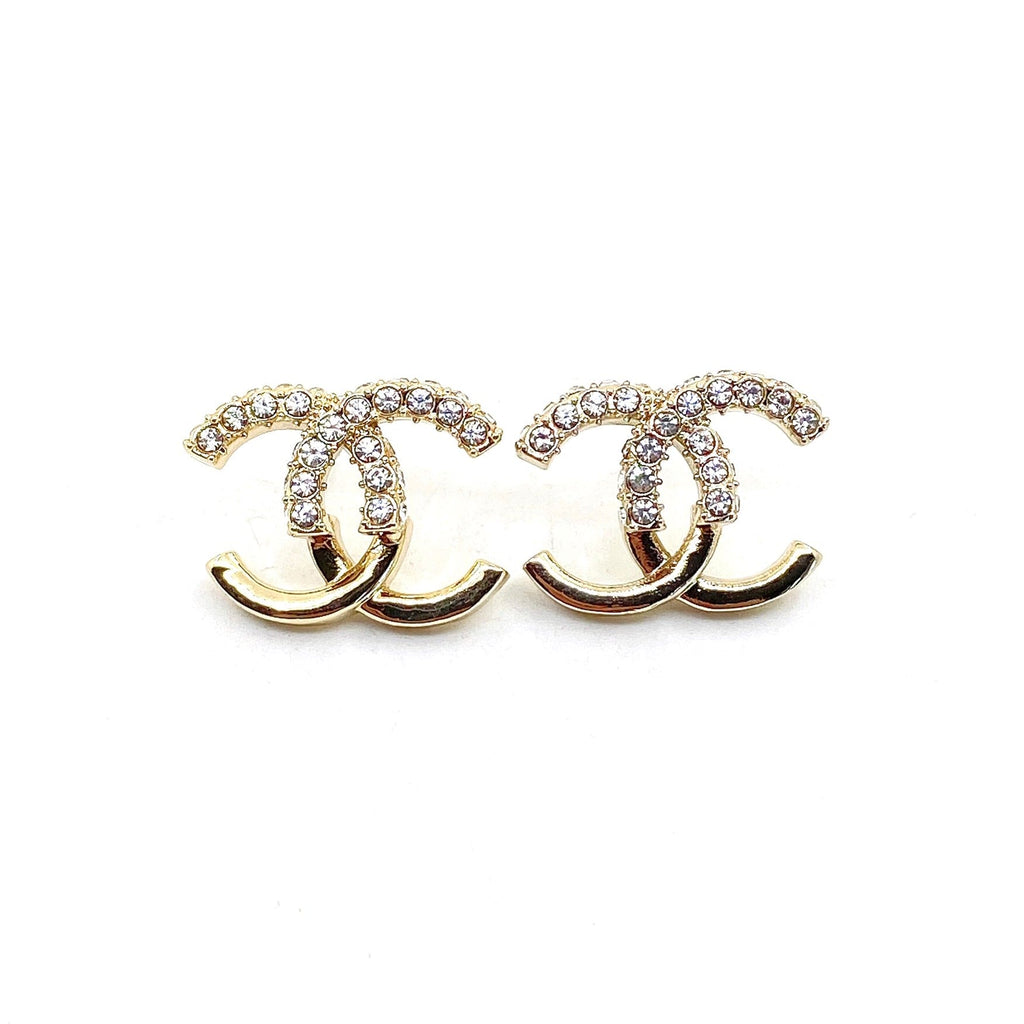 18K  Chanel Half Diamond Earrings