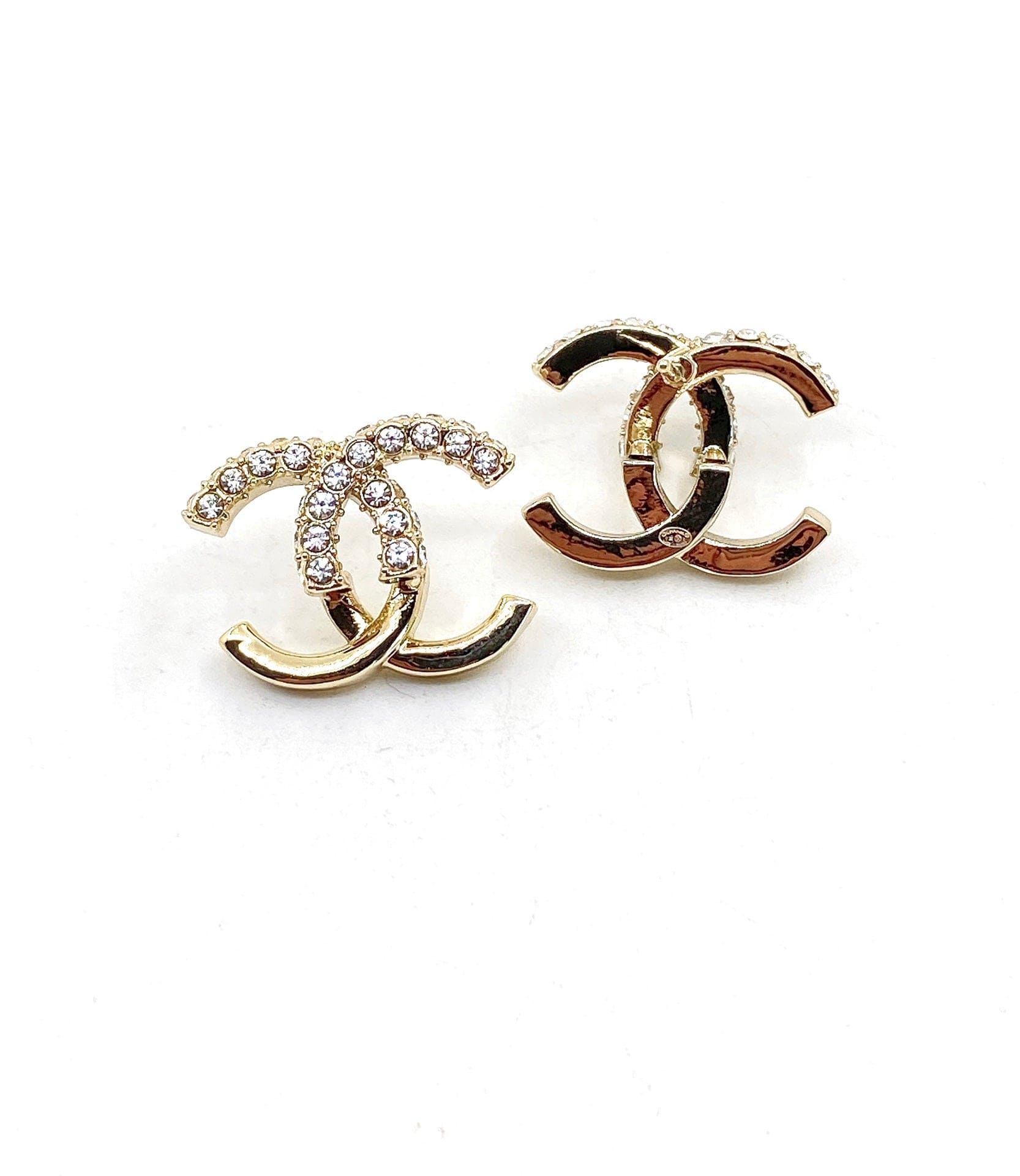 18K  Chanel Half Diamond Earrings