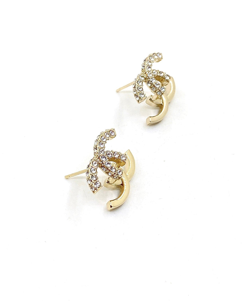 18K  Chanel Half Diamond Earrings