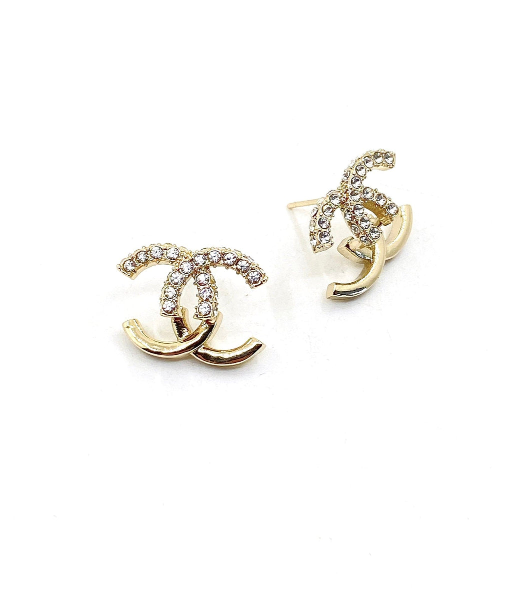 18K  Chanel Half Diamond Earrings