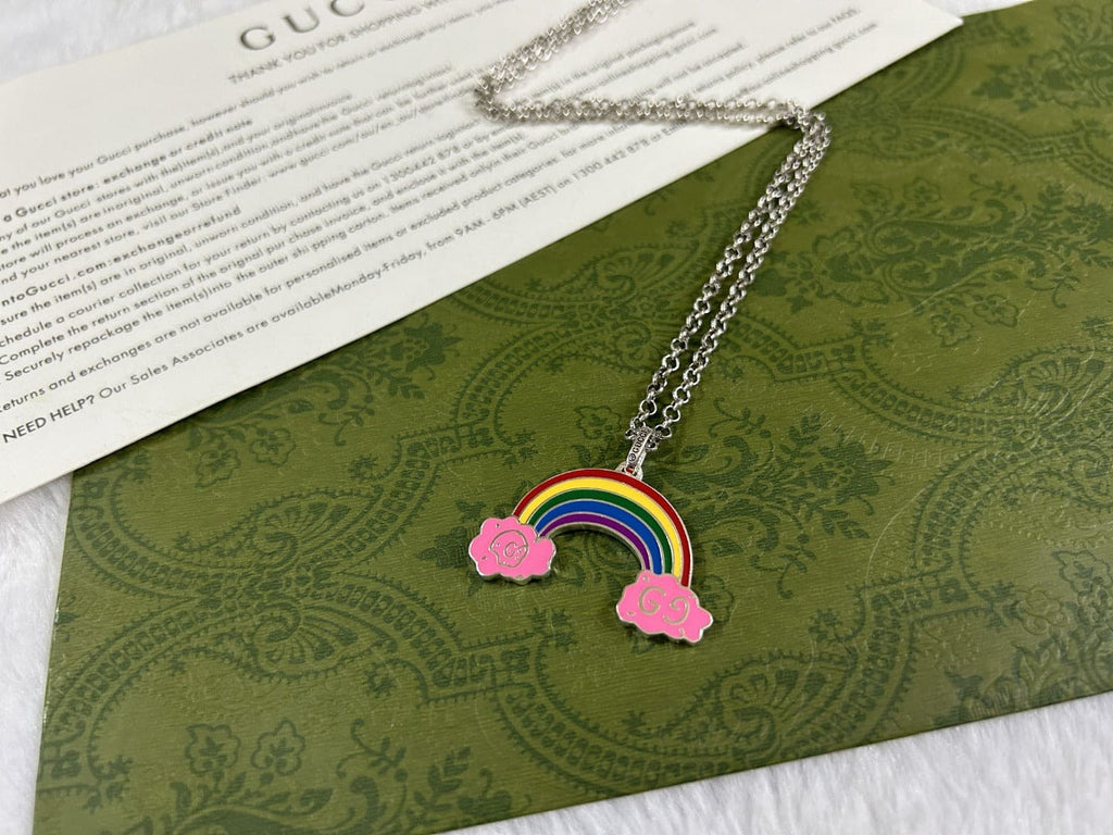 Double Gucci Rainbow Pendant Necklace