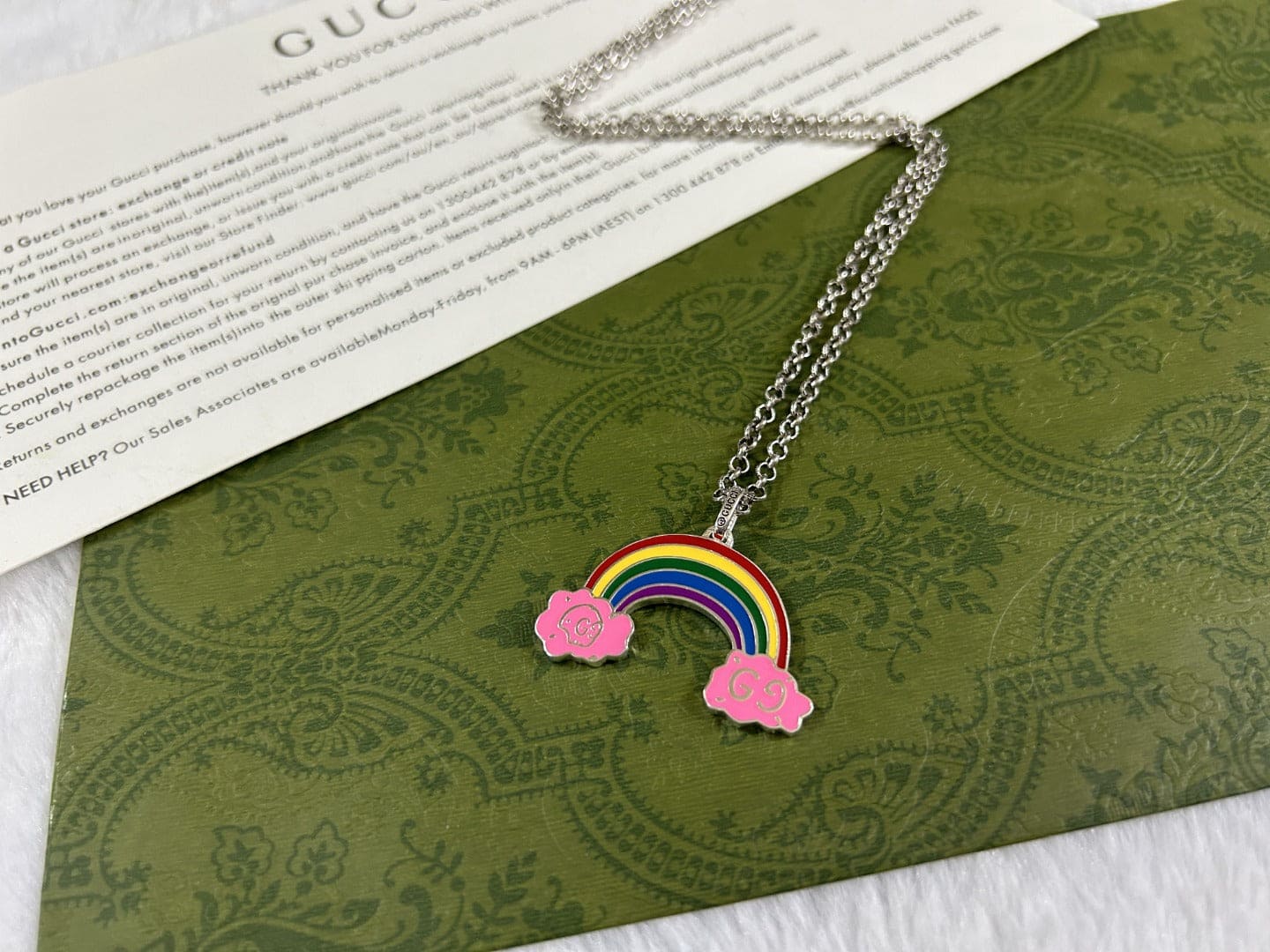 Double Gucci Rainbow Pendant Necklace