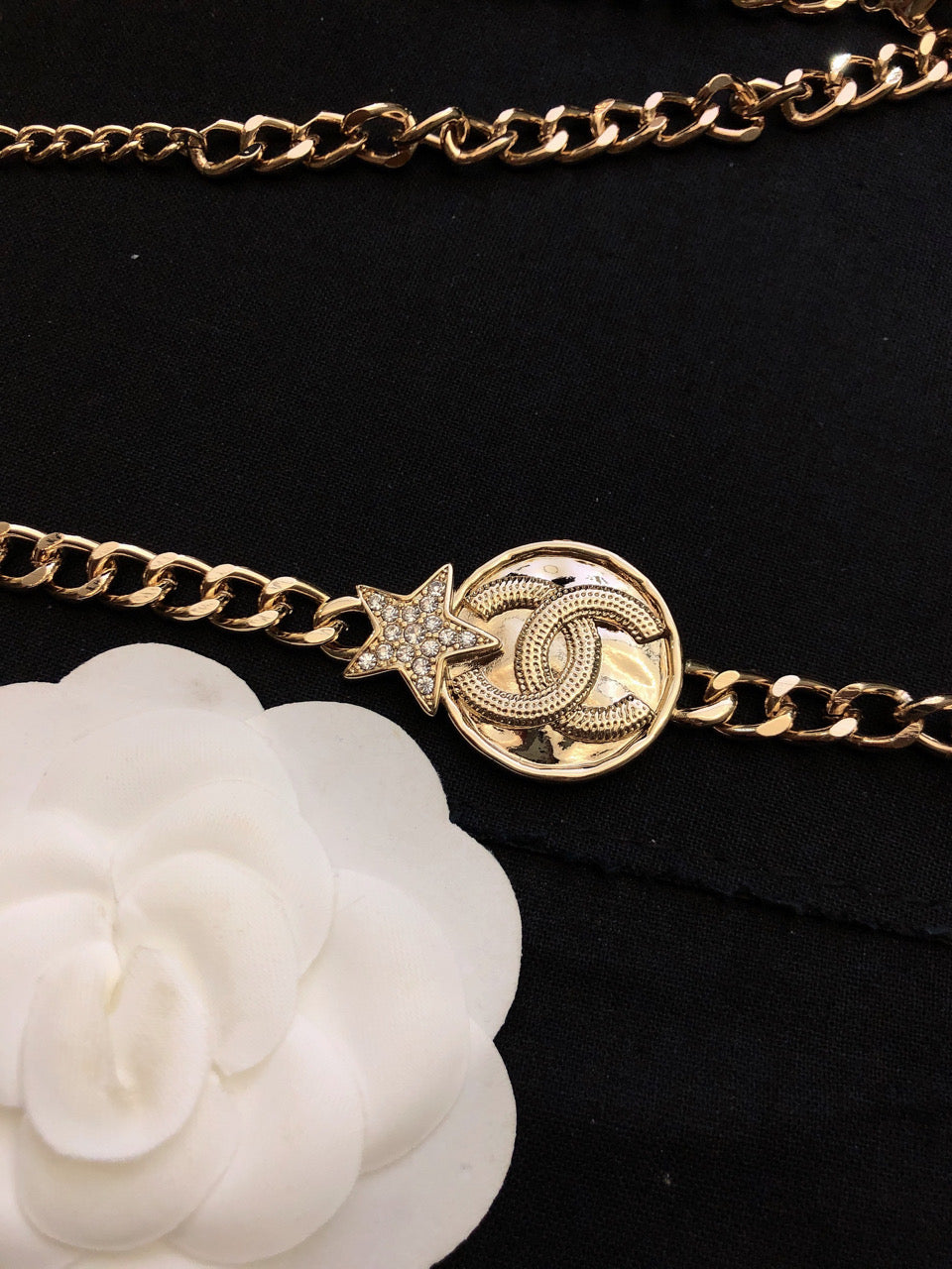 18K  Chanel Rhinestone Star Chain Necklace