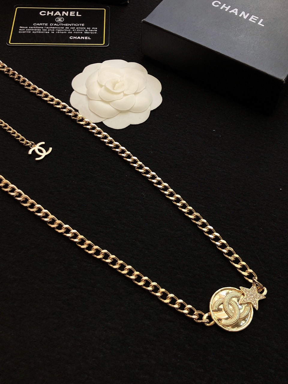 18K  Chanel Rhinestone Star Chain Necklace