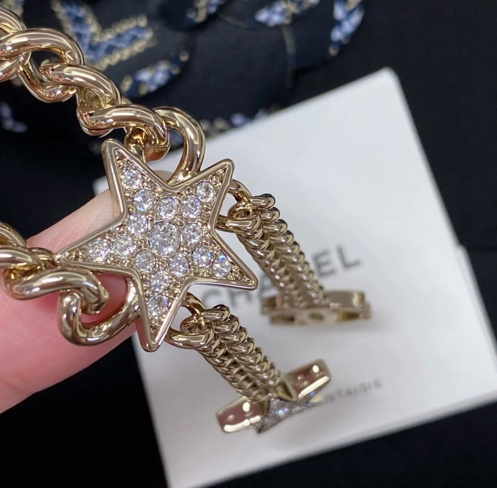 18K  Chanel Rhinestone Star Chain Necklace