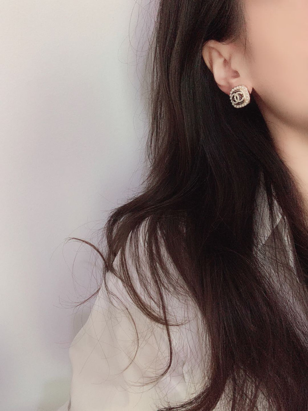 18K  Chanel Square Crystal Earrings