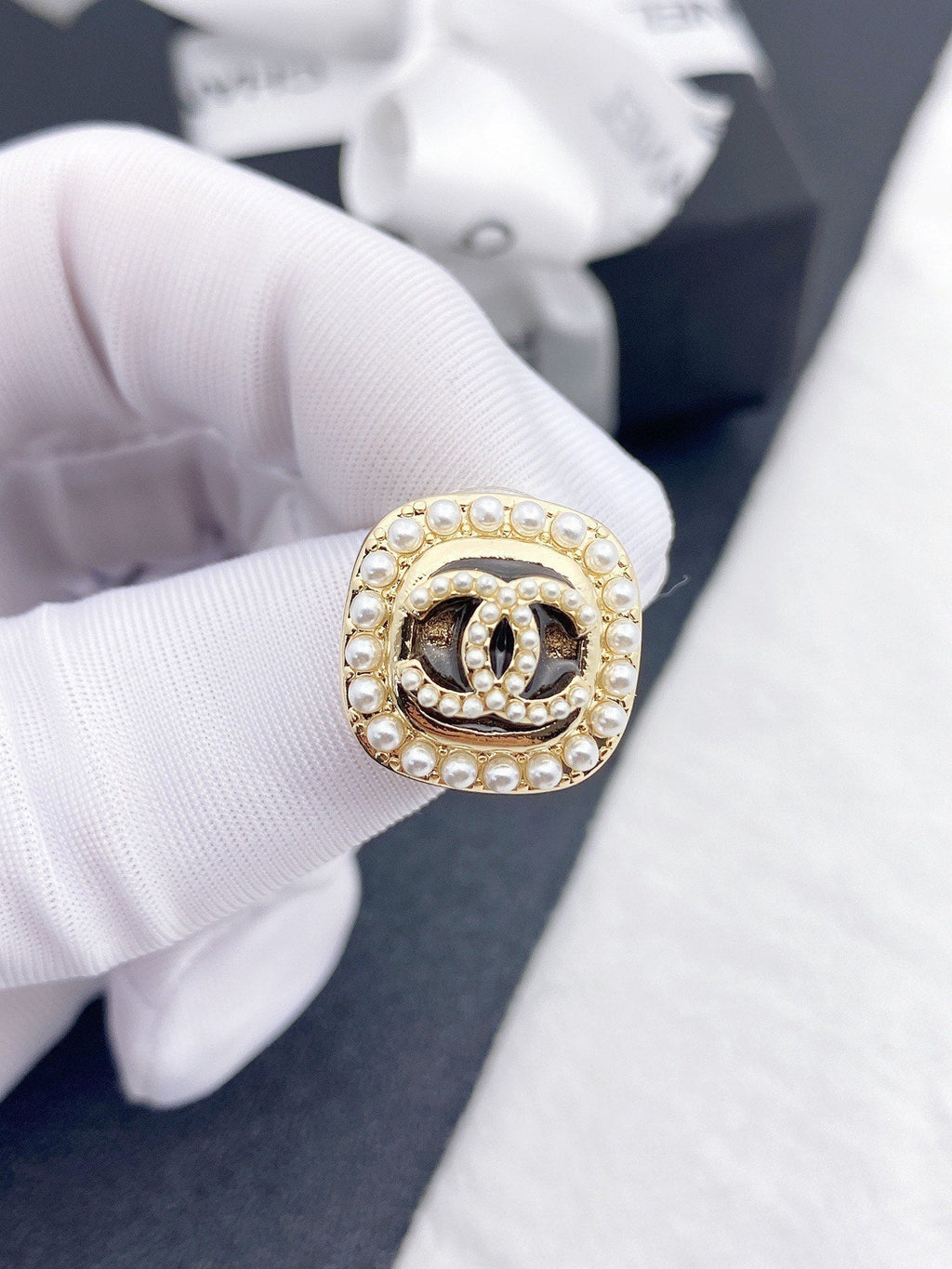 18K  Chanel Square Crystal Earrings