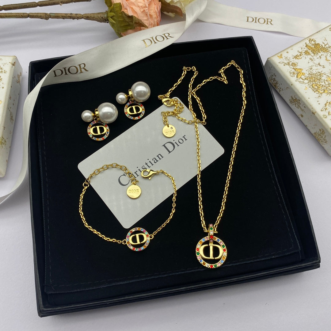 18K Petit Dior Multicolor Crystals Necklace
