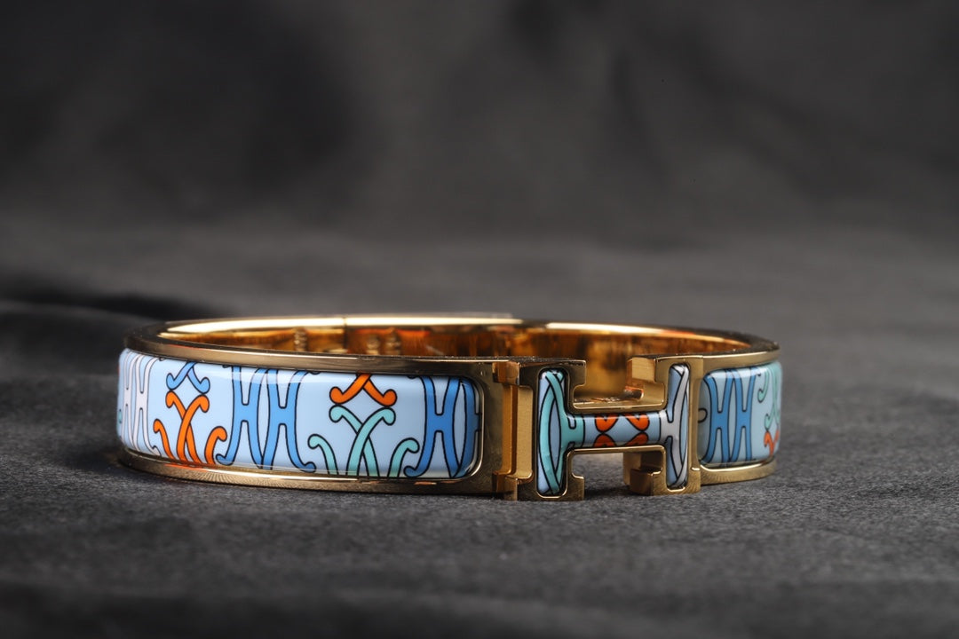 18K Clic Hermes H Lift Blue Bracelet