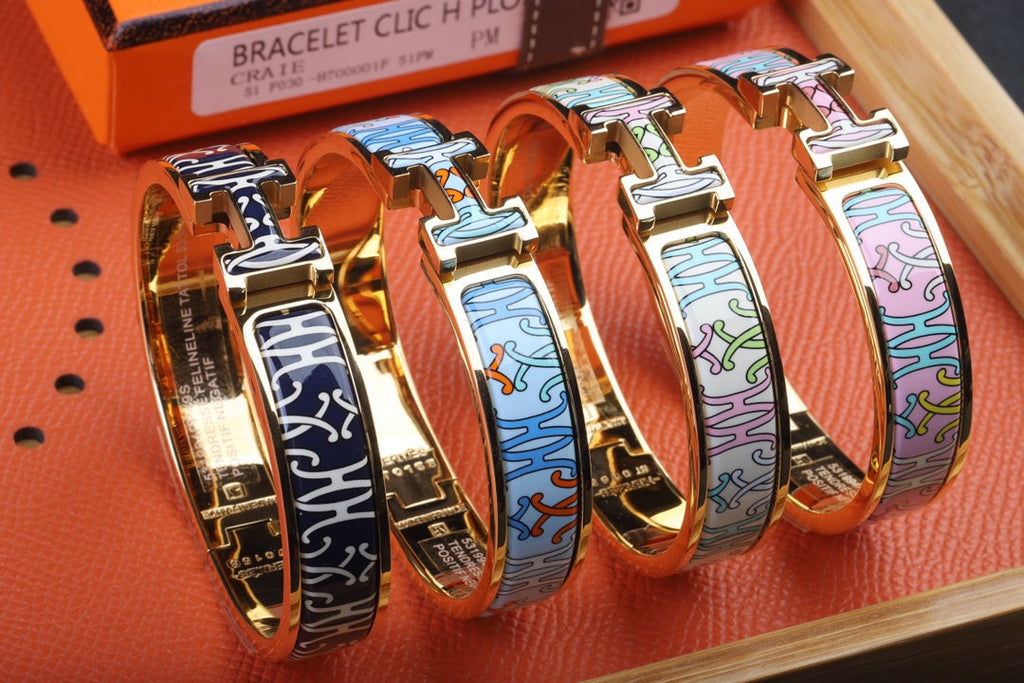 18K Clic Hermes H Lift Blue Bracelet