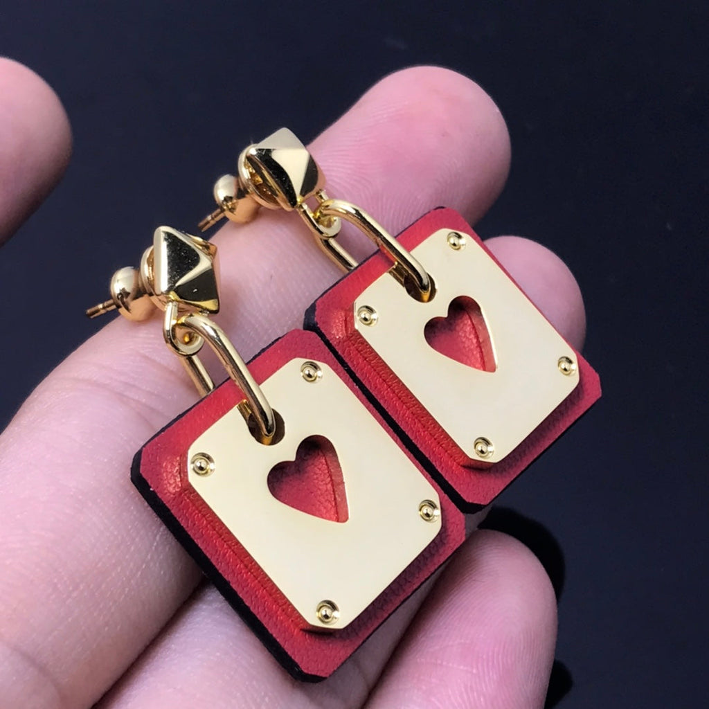 18K As De Celine Red Hermes Earrings