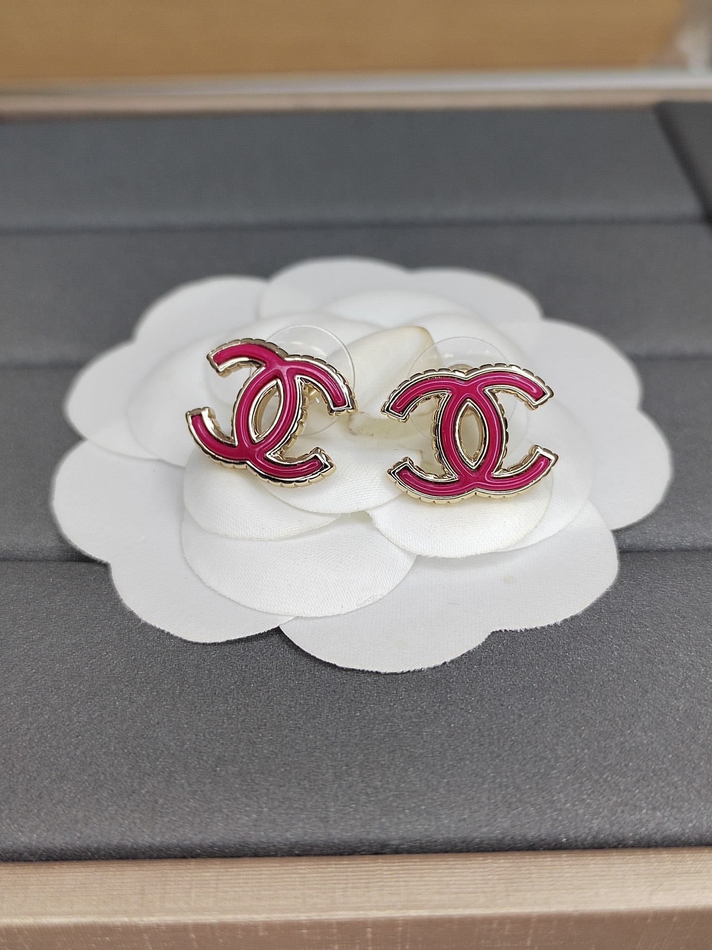 18K  Chanel Pink Earrings