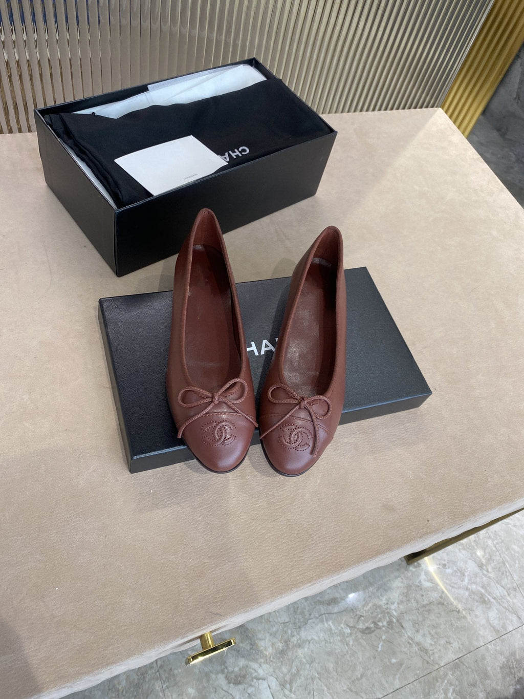 CHANEL BALLET FLATS BURGUNDY LAMBSKIN