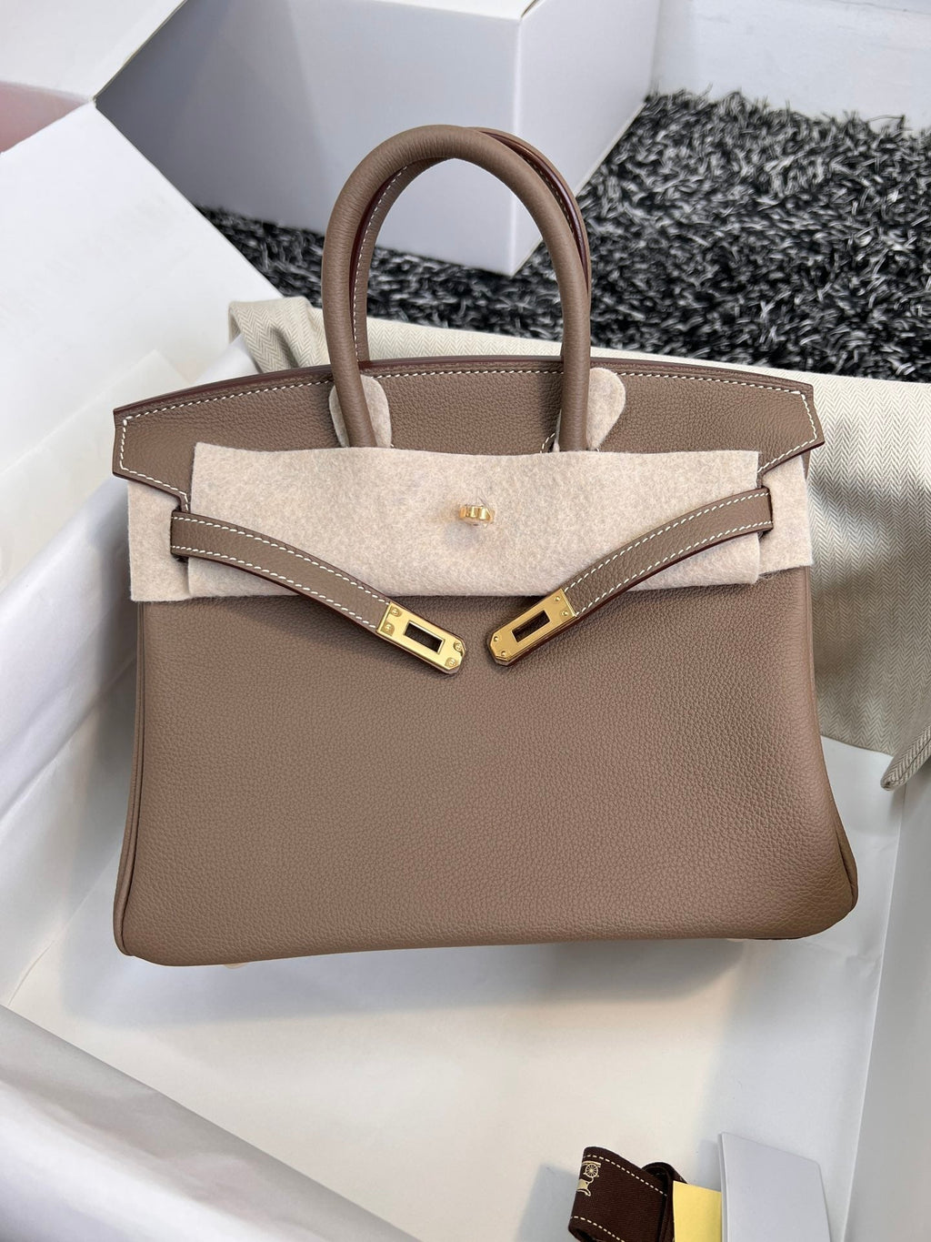 HERMES BIRKIN 25CM BROWN TOGO LEATHER GOLD HARDWARE