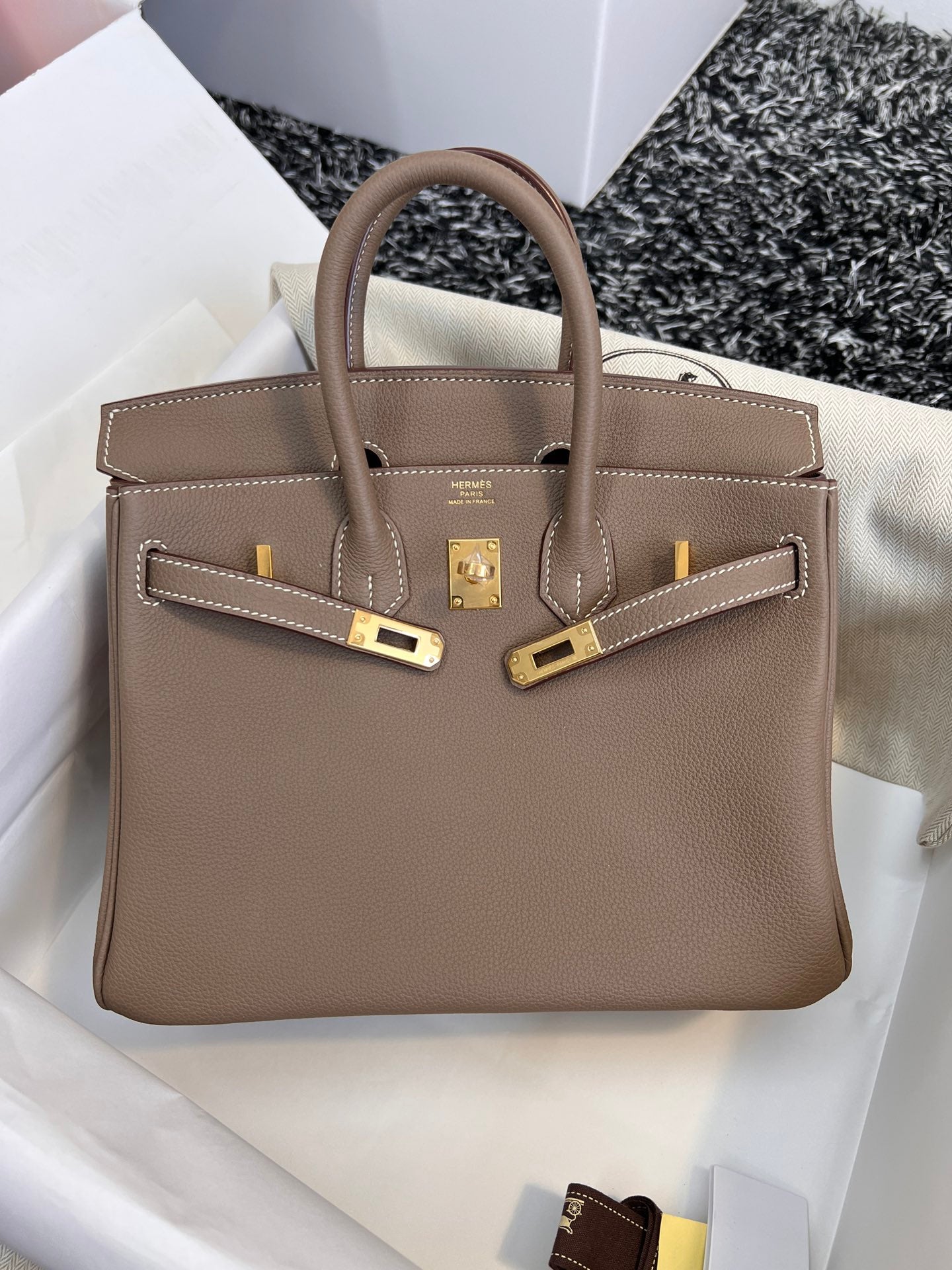 HERMES BIRKIN 25CM BROWN TOGO LEATHER GOLD HARDWARE