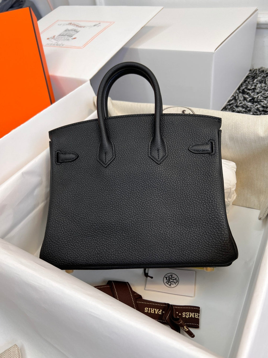 HERMES BIRKIN 25CM BLACK TOGO LEATHER GOLD HARDWARE