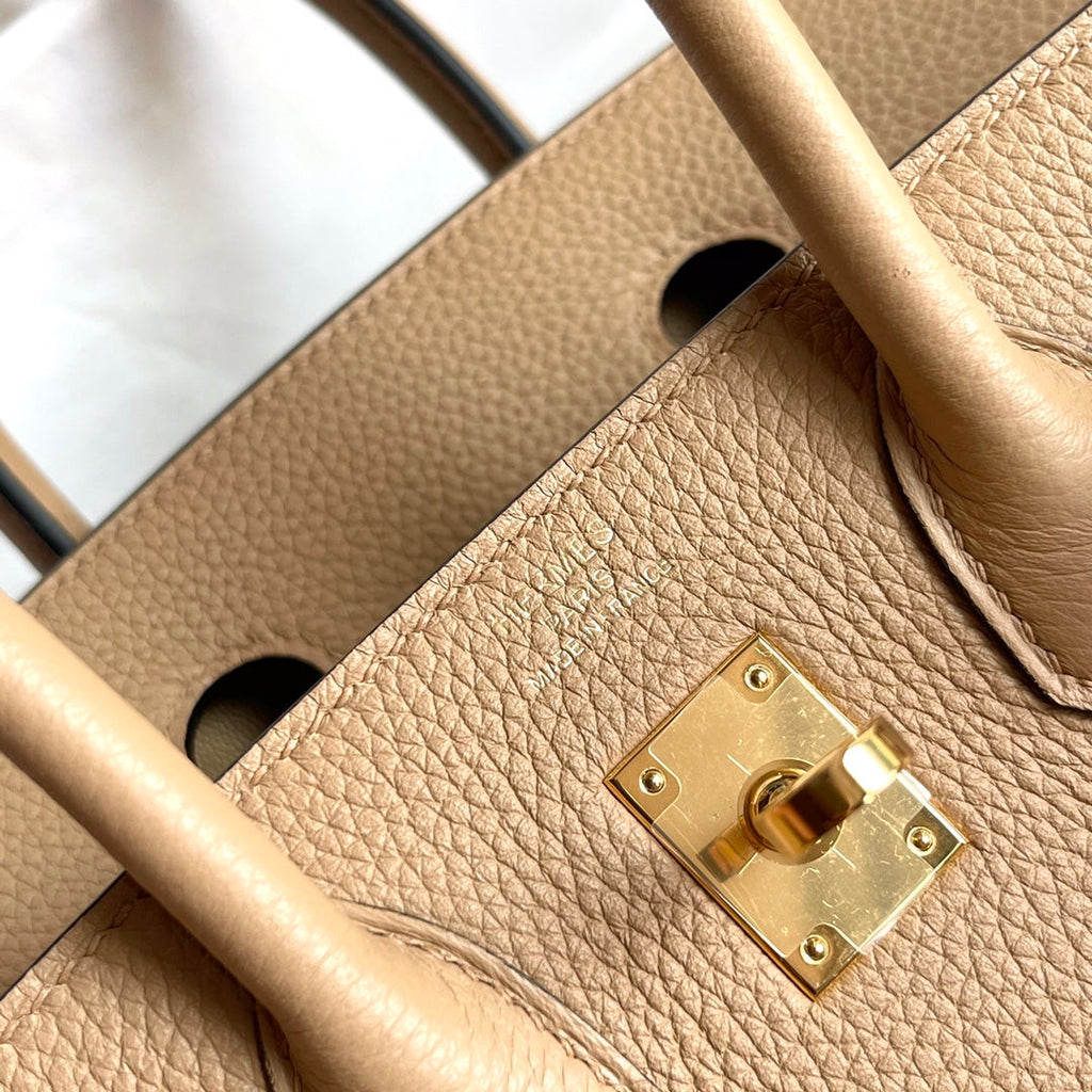 HERMES BIRKIN 25CM BEIGE TOGO LEATHER GOLD HARDWARE