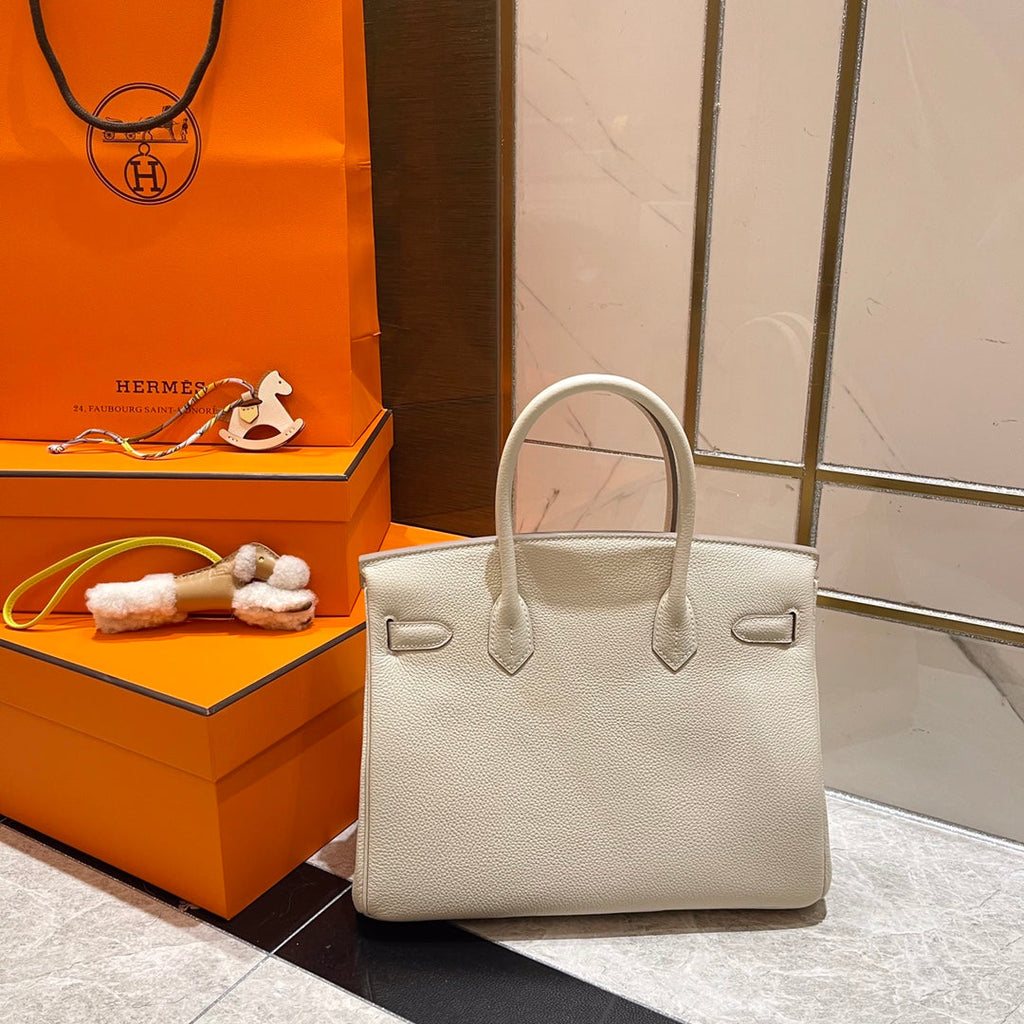 HERMES BIRKIN 30CM CREAMY WHITE TOGO LEATHER SILVER HARDWARE