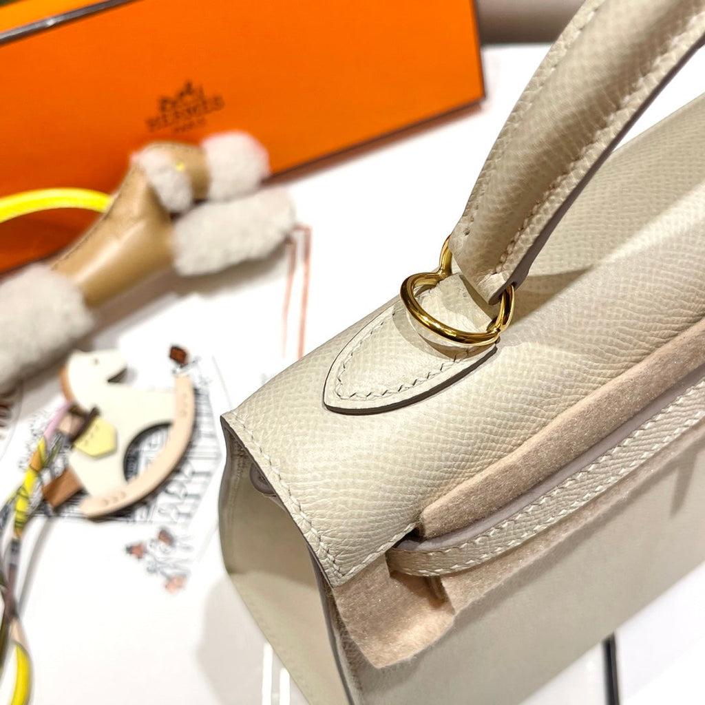 HERMES KELLY 25CM WHITE EPSOM LEATHER GOLD HARDWARE
