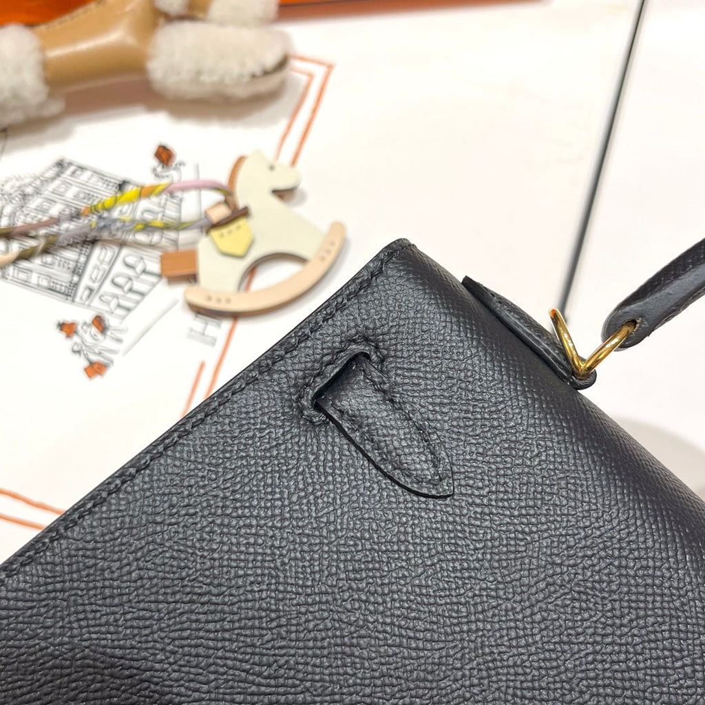 HERMES KELLY 25CM BLACK EPSOM LEATHER GOLD HARDWARE