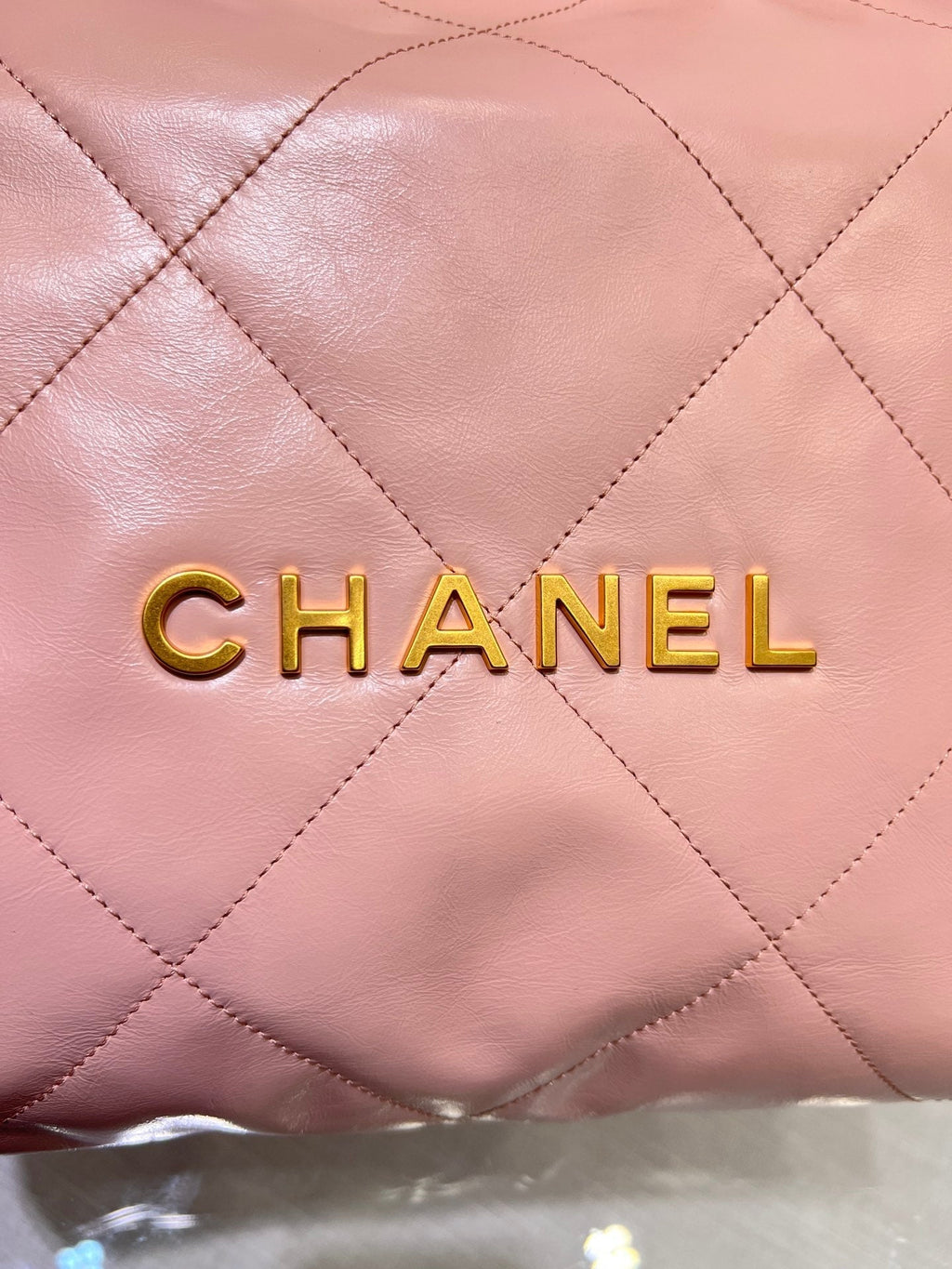 CHANEL HOBO BAG 22 PINK LAMBSKIN GOLD HARDWARE
