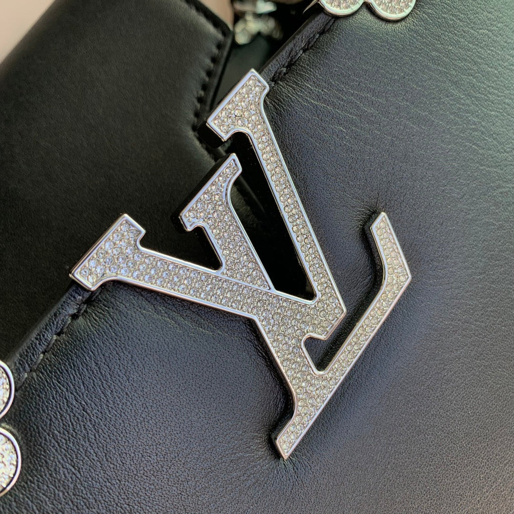 LOUIS VUITTON CAPUCINES BB 27 BLACK TAURILLON SILVER HARDWARE
