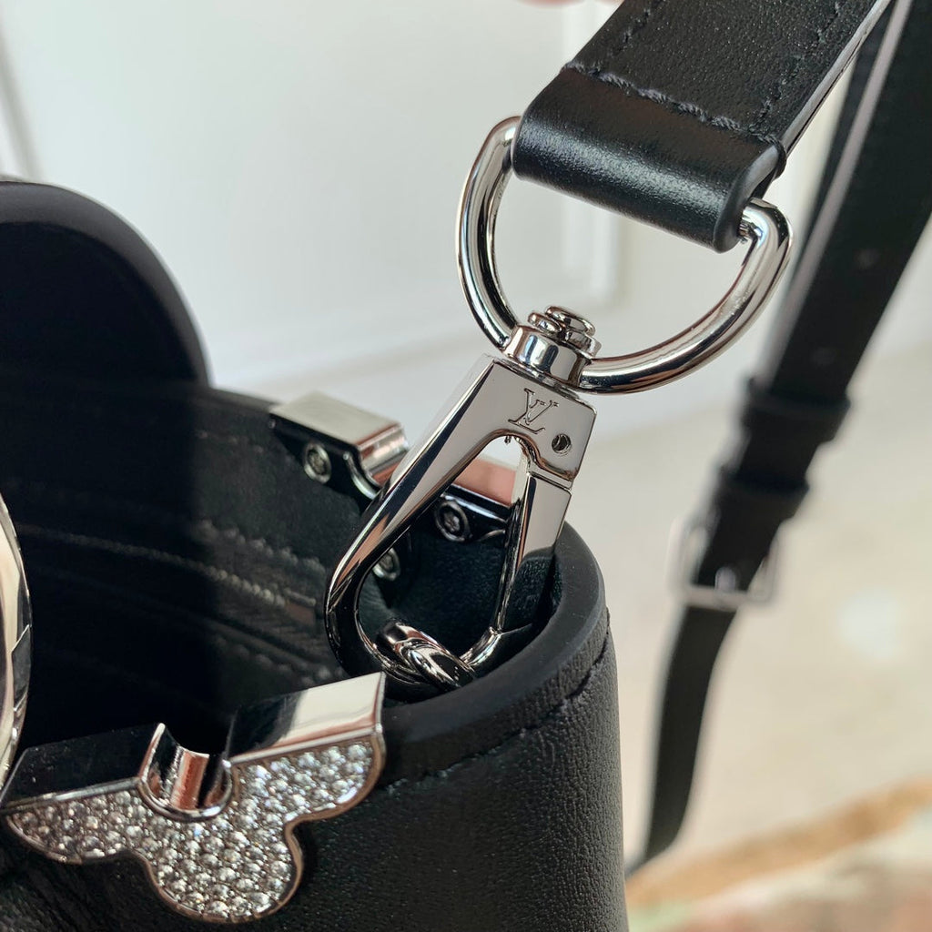 LOUIS VUITTON CAPUCINES BB 27 BLACK TAURILLON SILVER HARDWARE