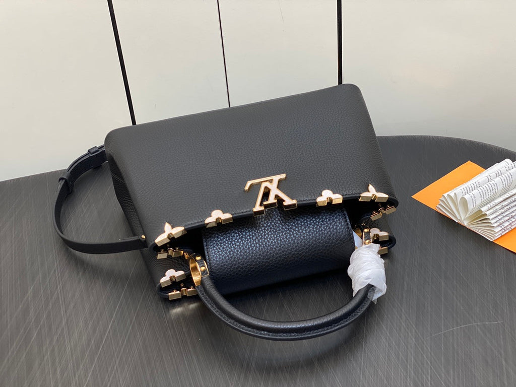 LOUIS VUITTON CAPUCINES MM 31 BLACK TAURILLON GOLD HARDWARE