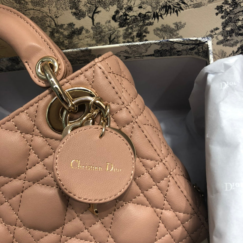 DIOR MINI LADY 17 MY ABC BEIGE LAMBSKIN