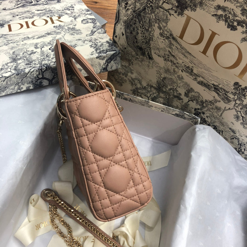 DIOR MINI LADY 17 MY ABC BEIGE LAMBSKIN