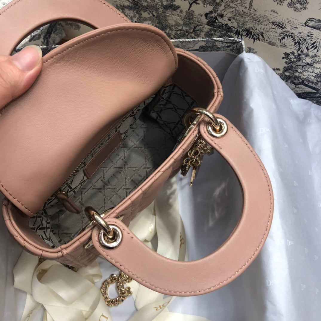 DIOR MINI LADY 17 MY ABC BEIGE LAMBSKIN