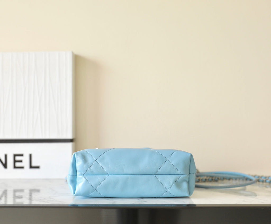 CHANEL 22 ANTIBA HOBO BAG CLOUD BLUE 20CM
