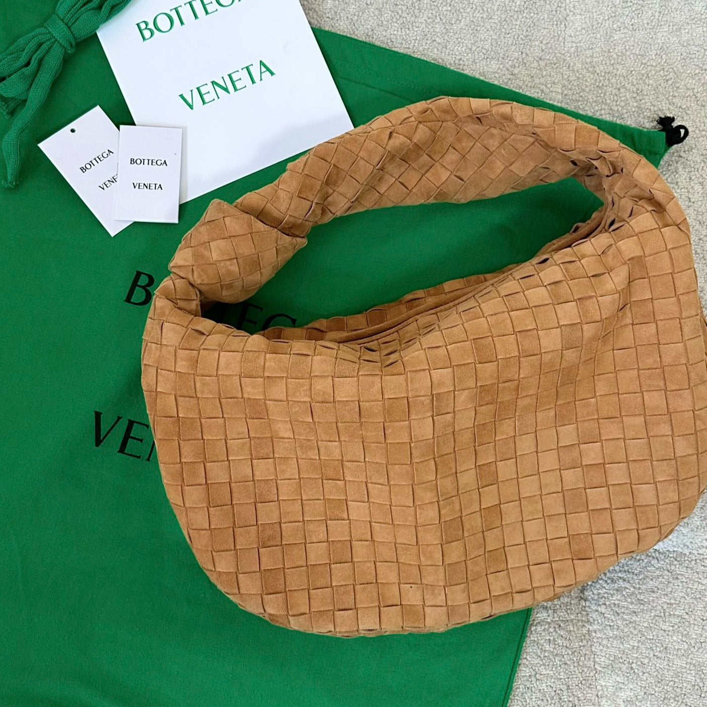 BOTTEGA VENETA SMALL JODIE 48CM BROWN SUEDE LEATHER