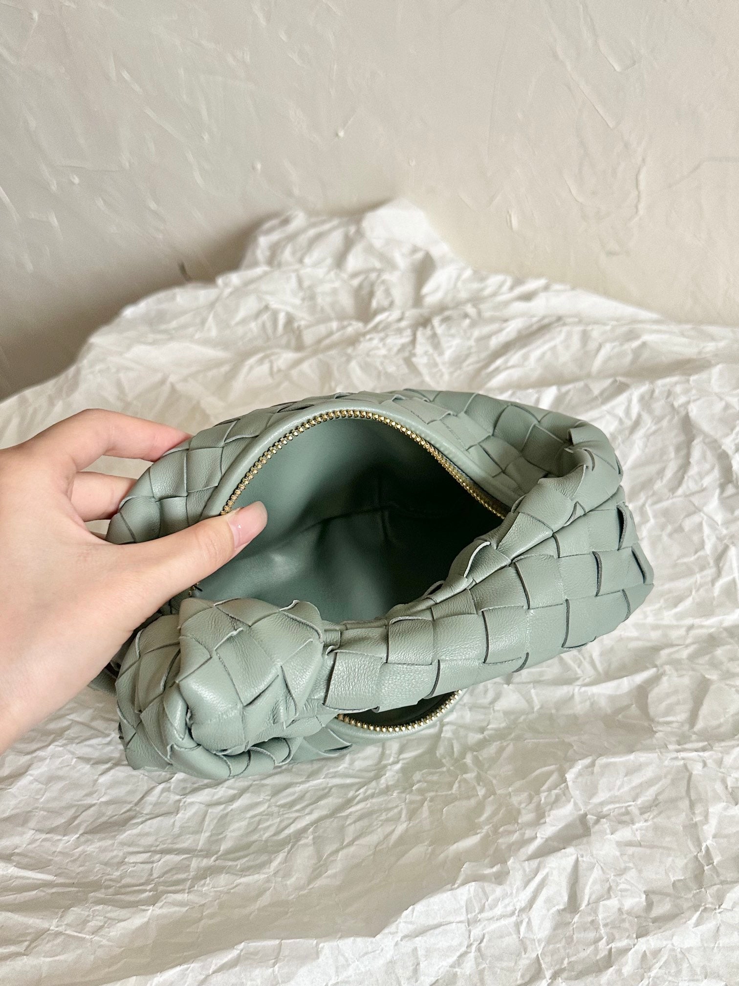 BOTTEGA VENETA MINI JODIE 28CM GREY LAMBSKIN LEATHER